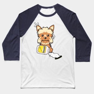 Naughty Yorkshire Terrier Spilled Mayonnaise Baseball T-Shirt